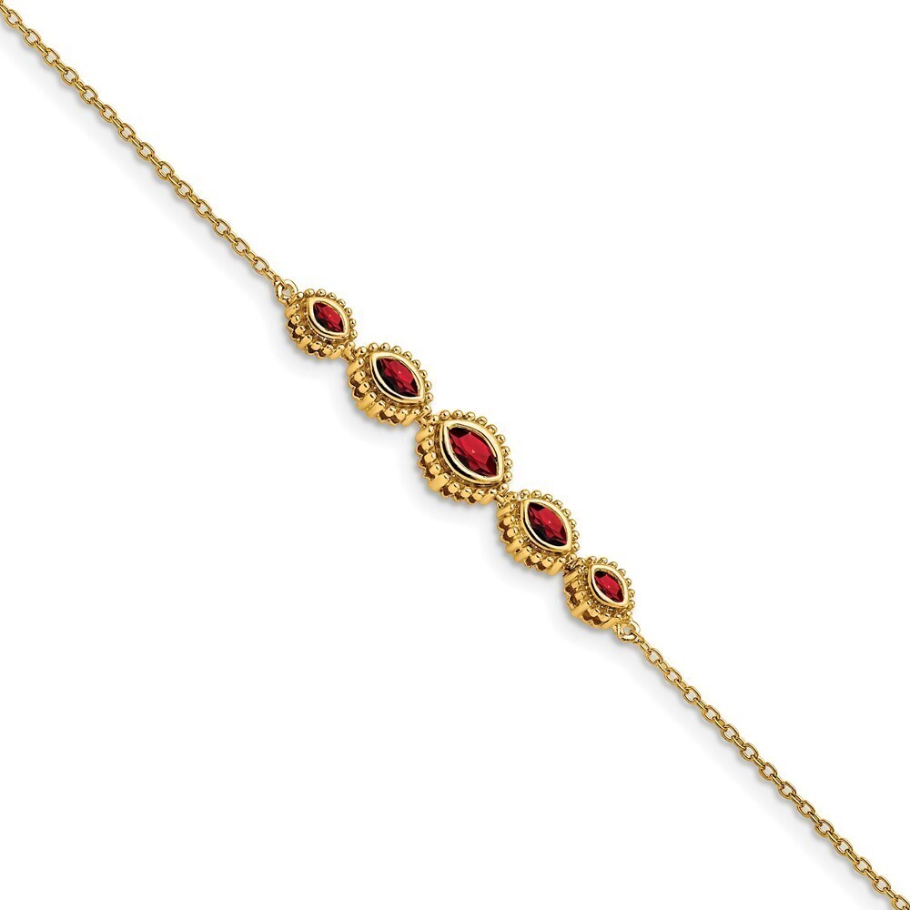 14k Yellow Gold Marquise Garnet Bracelet